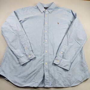 Polo Ralph Lauren Shirt Button Up Blue XXL Classic Oxford Long Sleeve Flesh Pony